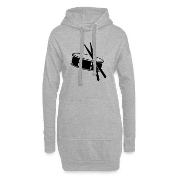 Trommel und Sticks - Hoodie-Kleid - Grau meliert - Vorne