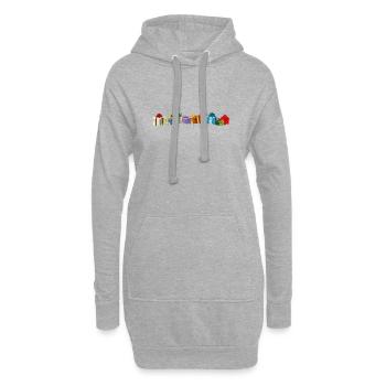 Bunte Geschenke Pakete - Hoodie-Kleid - Grau meliert - Vorne