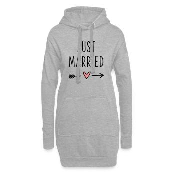 Coeur juste marié flèche amour lune de miel - Sweat-shirt à capuche long Femme - gris chiné - Devant