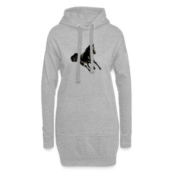 cheval - Sweat-shirt à capuche long Femme - gris chiné - Devant