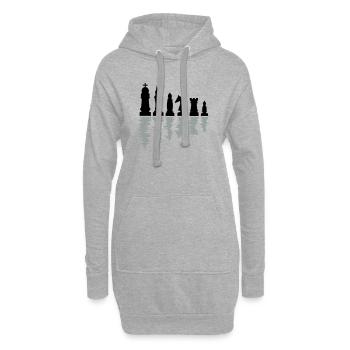 schach schachfiguren - Hoodie-Kleid - Grau meliert - Vorne