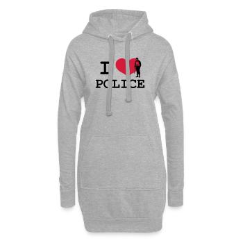 I Love Police - Sweat-shirt à capuche long Femme - gris chiné - Devant