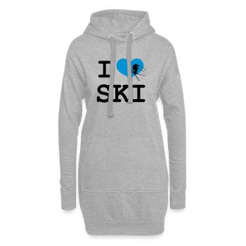 I Love Ski - Hoodie-Kleid - Grau meliert - Vorne