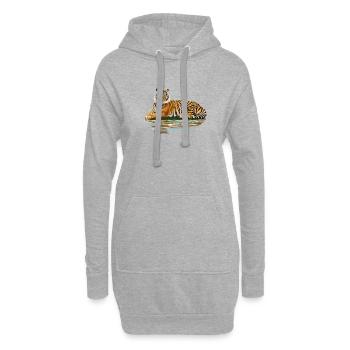 tiger - Sweat-shirt à capuche long Femme - gris chiné - Devant