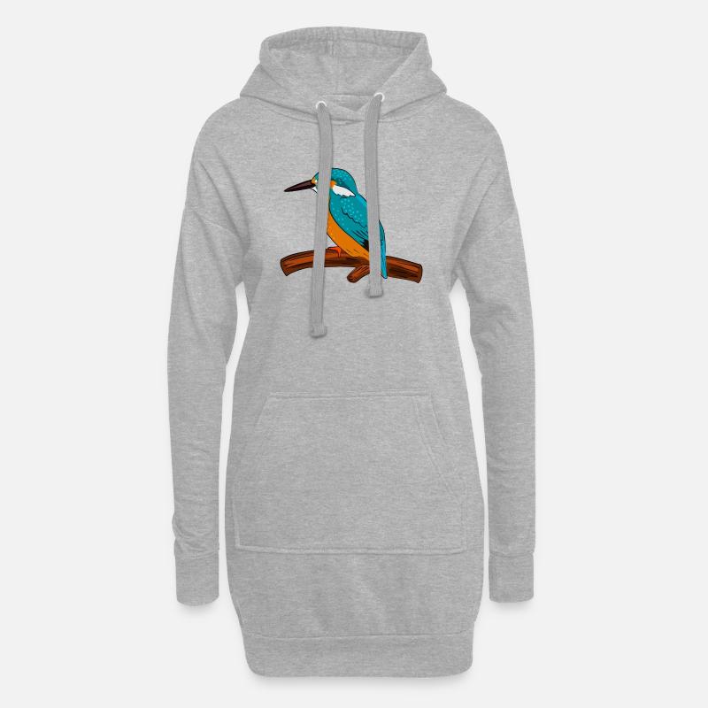 eisvogel vogel bunt - Hoodie-Kleid - Grau meliert