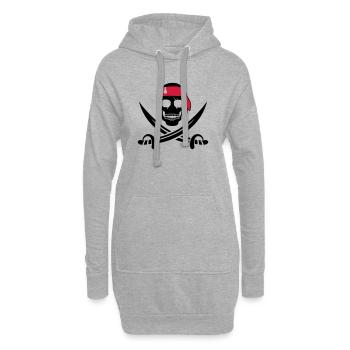 Piraten Totenkopf - Hoodie-Kleid - Grau meliert - Vorne