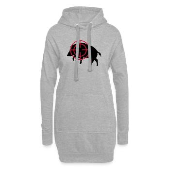 sanglier - Sweat-shirt à capuche long Femme - gris chiné - Devant