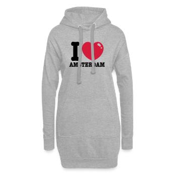 amsterdam - Sweat-shirt à capuche long Femme - gris chiné - Devant