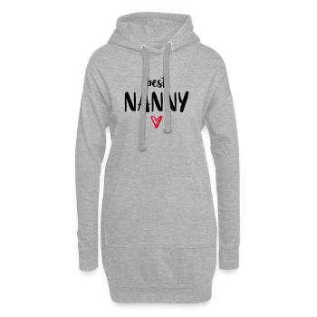 best Nanny I Herz Geschenk Kindergarten Kita - Hoodie-Kleid - Grau meliert - Vorne