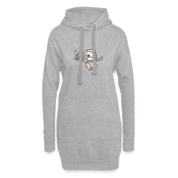 Faultier am Ast – Niedliches Baumdesign - Hoodie-Kleid - Grau meliert - Vorne