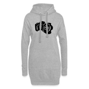caméra - Sweat-shirt à capuche long Femme - gris chiné - Devant