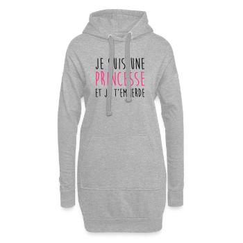 Je suis une Princesse et je t'emmerde Fille Femme - Sweat-shirt à capuche long Femme - gris chiné - Devant