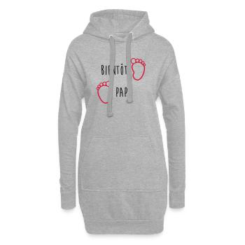 Bientôt Papa / Bébé / Naissance / Enceinte / Baby - Sweat-shirt à capuche long Femme - gris chiné - Devant