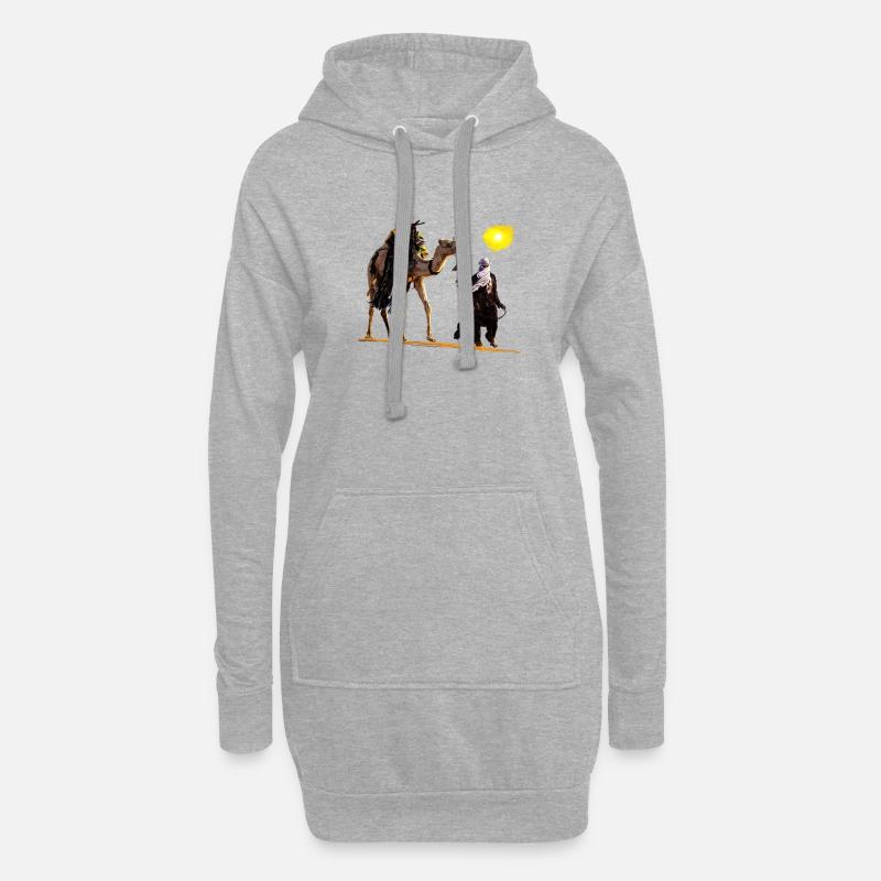 Beduine mit Kamel - Hoodie-Kleid - Grau meliert