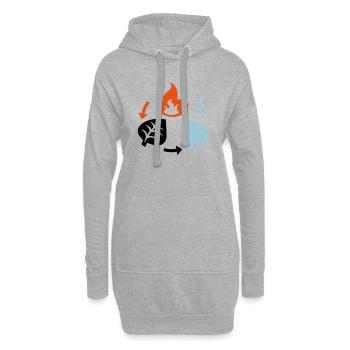 Feu, eau, éléments végétaux - Sweat-shirt à capuche long Femme - gris chiné - Devant