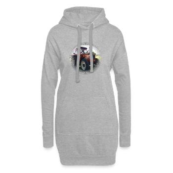 Roter Traktor Feldlandschaft - Hoodie-Kleid - Grau meliert - Vorne