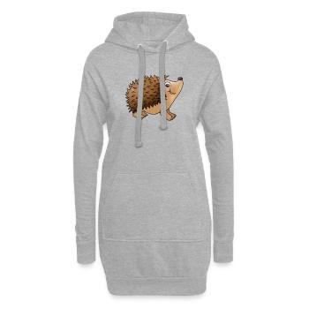 Freundlicher Igel - Hoodie-Kleid - Grau meliert - Vorne
