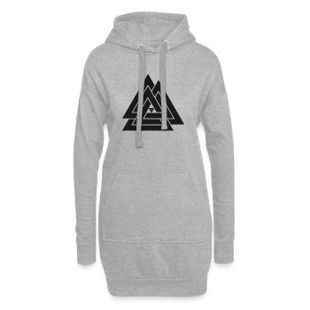 Valknut symbole viking - Sweat-shirt à capuche long Femme - gris chiné - Devant