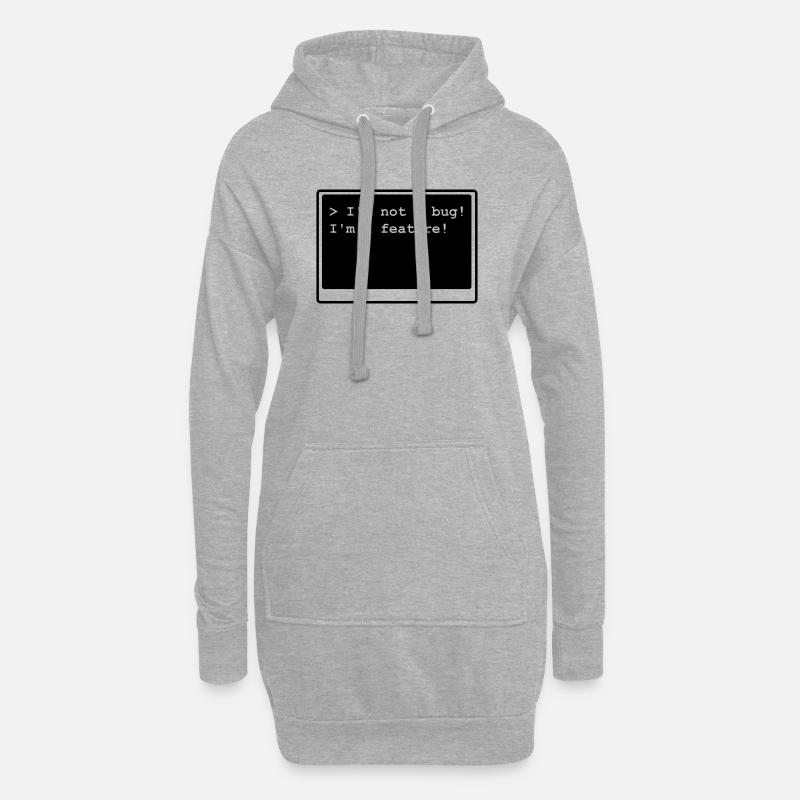 I'm not a bug! I'm a feature! (transparent) - Hoodie-Kleid - Grau meliert