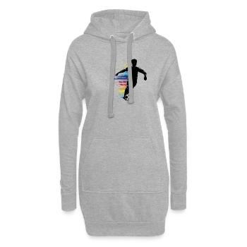 Fussballer Silhouette mit buntem Graffiti - Hoodie-Kleid - Grau meliert - Vorne