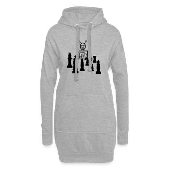 schach computer - Hoodie-Kleid - Grau meliert - Vorne