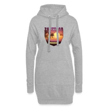 Design mit Palmen und Sonne / Geschenk - Hoodie-Kleid - Grau meliert - Vorne
