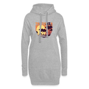 Tansania Safari Design mit Elefanten - Hoodie-Kleid - Grau meliert - Vorne