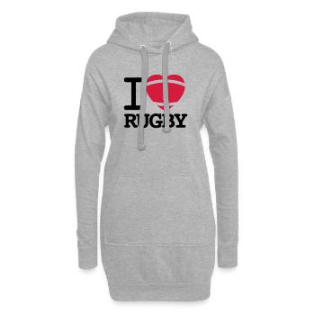 I love Rugby - Hoodie-Kleid - Grau meliert - Vorne