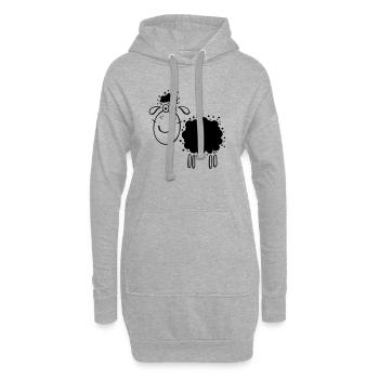 Wolliges Schaf - Schafe - Schäfchen - Comic - Hoodie-Kleid - Grau meliert - Vorne