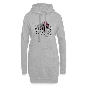 Lumières disco avec étoile 3D, boule disco et diamant - Sweat-shirt à capuche long Femme - gris chiné - Devant