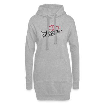 Coeurs avec la boucle de l'infini - Sweat-shirt à capuche long Femme - gris chiné - Devant