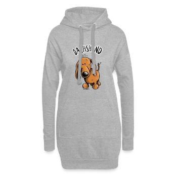 Drolliger Dachshund - Dackel - Teckel - Hoodie-Kleid - Grau meliert - Vorne