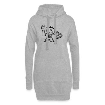 Trachten-Männchen mit Bier und Lebkuchenherz - Hoodie-Kleid - Grau meliert - Vorne