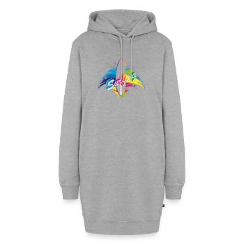 Typographie de surf surf arc-en-ciel splash - Sweat-shirt à capuche long Femme - gris chiné - Devant