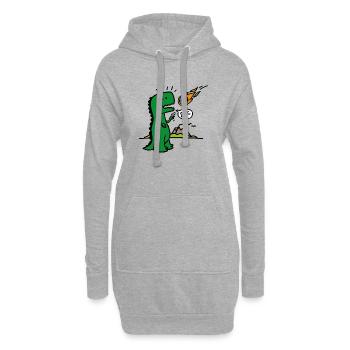 Rock paper scissors T-rex lustig Dinosaurier Komet - Hoodie-Kleid - Grau meliert - Vorne