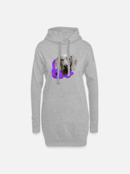 Weimaraner mit Anemonen blüten - Hoodie-Kleid - Grau meliert