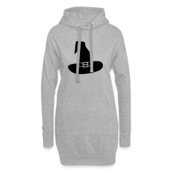 Hexenhut / schwarz-weiß / einfärbbar - Hoodie-Kleid - Grau meliert - Vorne