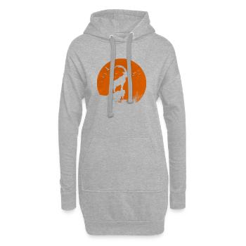 Capricorne rouge lune - Sweat-shirt à capuche long Femme - gris chiné - Devant