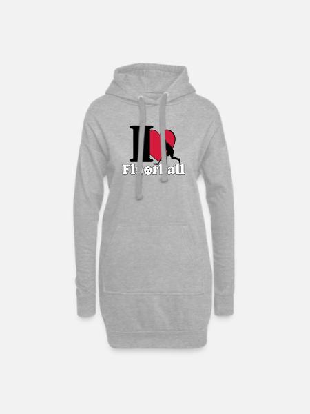 Floorball , Unihockey , Hockey , Fun I love.. - Hoodie-Kleid - Grau meliert