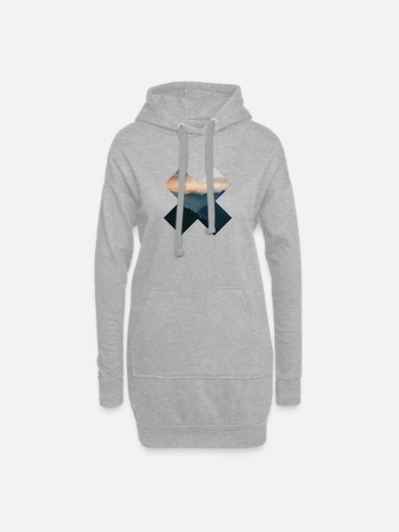 X - Berge - Hoodie-Kleid - Grau meliert
