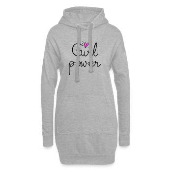 girl power avec coeur rose glitter - Sweat-shirt à capuche long Femme - gris chiné - Devant