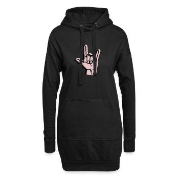 Hand - Metal - Versatz - Hoodie-Kleid - Schwarz - Vorne
