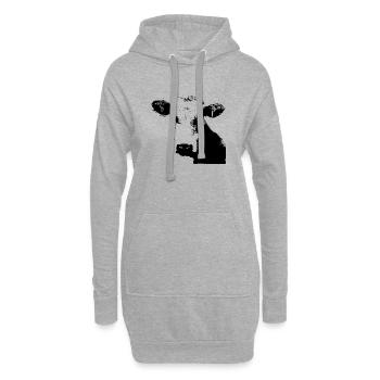 Vache Vache Noire Vaches Bovins Tête de Vache Cadeau - Sweat-shirt à capuche long Femme - gris chiné - Devant