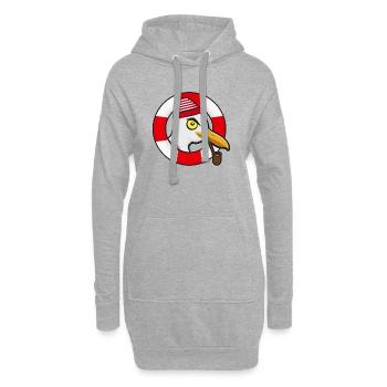 Mouette cool avec chapeau de chapeau et bouée de sauvetage - Sweat-shirt à capuche long Femme - gris chiné - Devant
