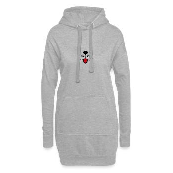 chien visage chiens museau langue coeur nez de chien - Sweat-shirt à capuche long Femme - gris chiné - Devant