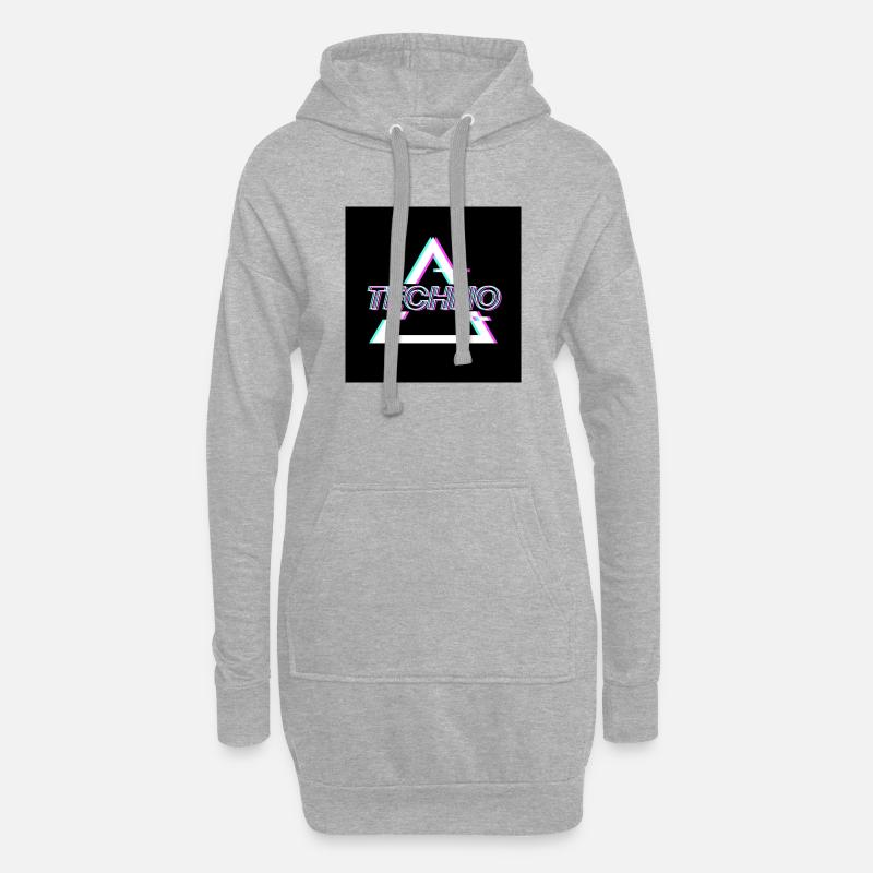Techno - Hoodie-Kleid - Grau meliert