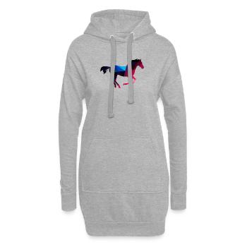 Pferd Pferde Reiter reiten Tier Galopp Fohlen Heng - Hoodie-Kleid - Grau meliert - Vorne
