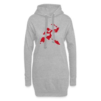 Figurine de guerrier chasseur lourd éclaboussures de sang - Sweat-shirt à capuche long Femme - gris chiné - Devant
