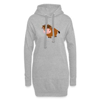 Vache bovine des Highlands - Sweat-shirt à capuche long Femme - gris chiné - Devant