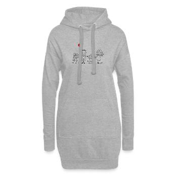 Zeichnung des Kindes, Familie, Elternteil, Kind - Hoodie-Kleid - Grau meliert - Vorne